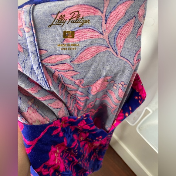 LILY PULITZER Cath Supima Cotton Jersey Notch Split V-Neck Shift Dress - Picture 4 of 6